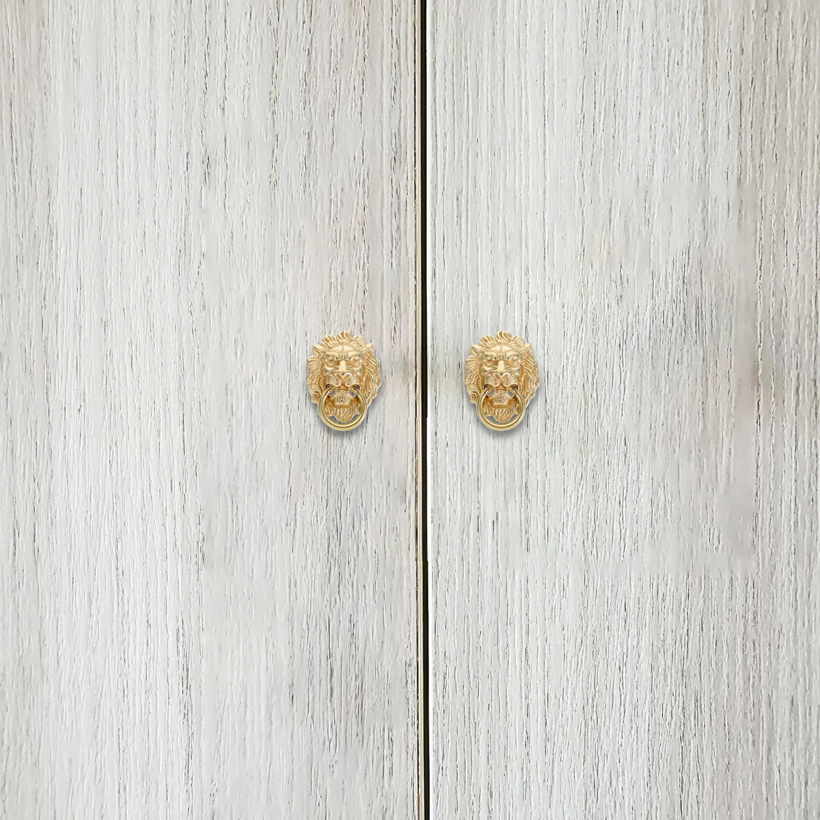 

2Pcs Brass Lion Head Door Handle Chinese Style Decorative Pull Cabinet Wardrobe Hardware Vintage Knocker
