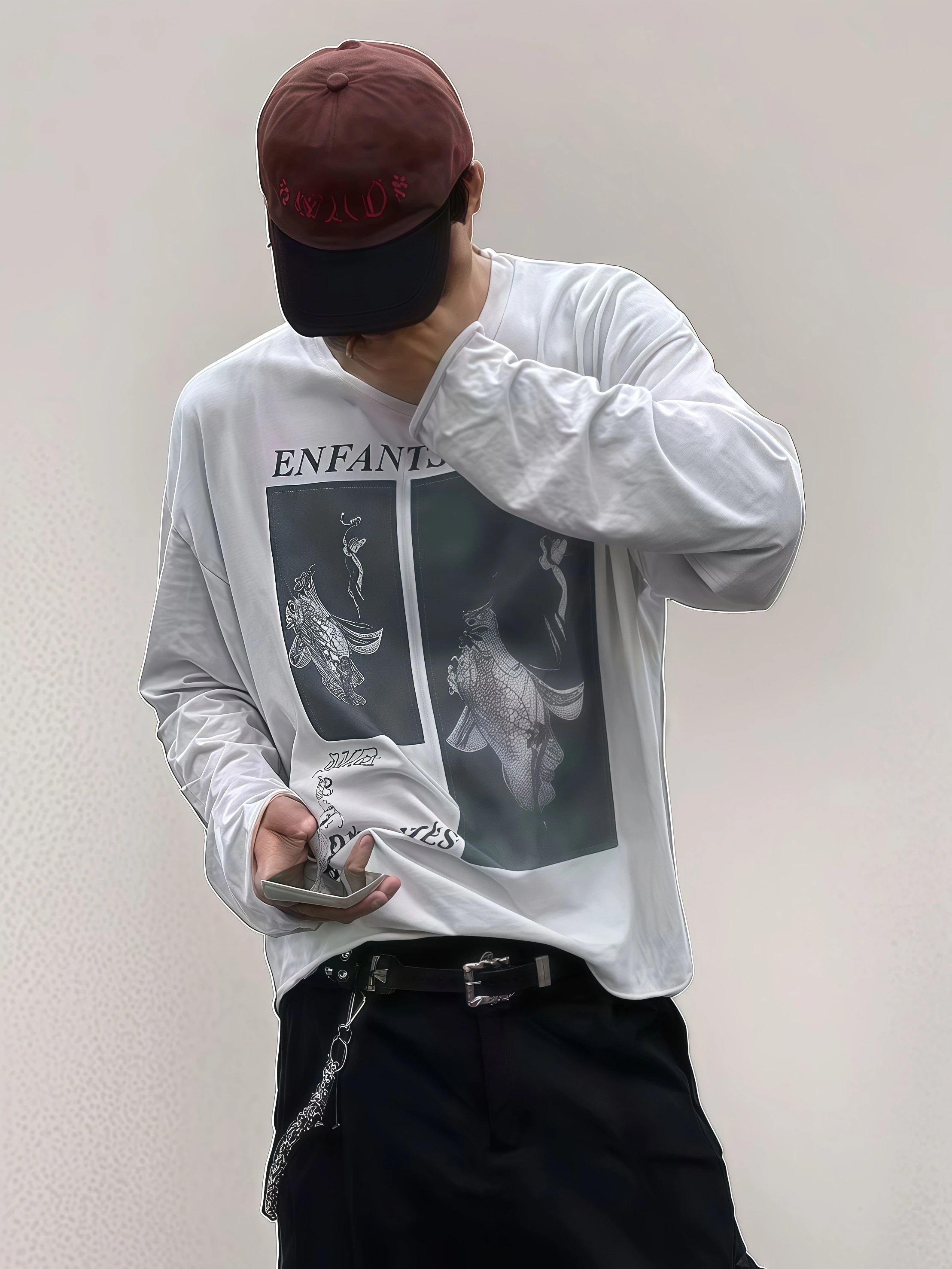 تي شيرت يونيسكس بأكمام طويلة وياقة مستديرة بتصميم مانغا غيشا من سلسلة ERD Depred Rich Second Generation Li Steng Jun Loren... #3