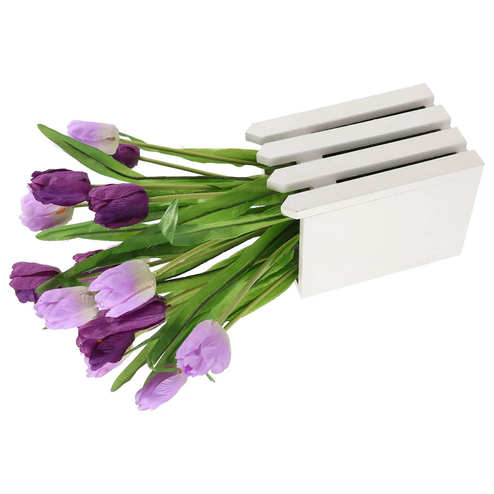 

1836 Artificial Tulip Flowers Fence Decor Purple Arrangement for Home Wedding Bedroom Table Top Fake Flower Bouquet Gardening