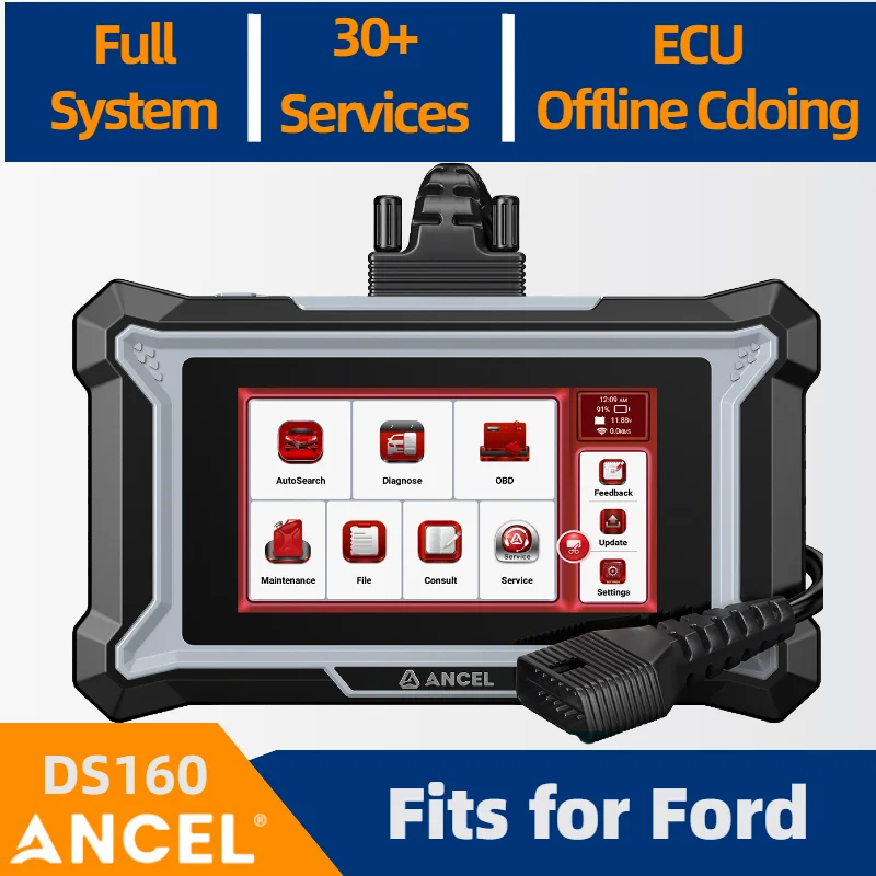 ANCEL DS160 For Ford All Systems OBD2 Scanner Diagnostic Tool with Bi-Directional Control ECU Coding Lifetime Free Updates