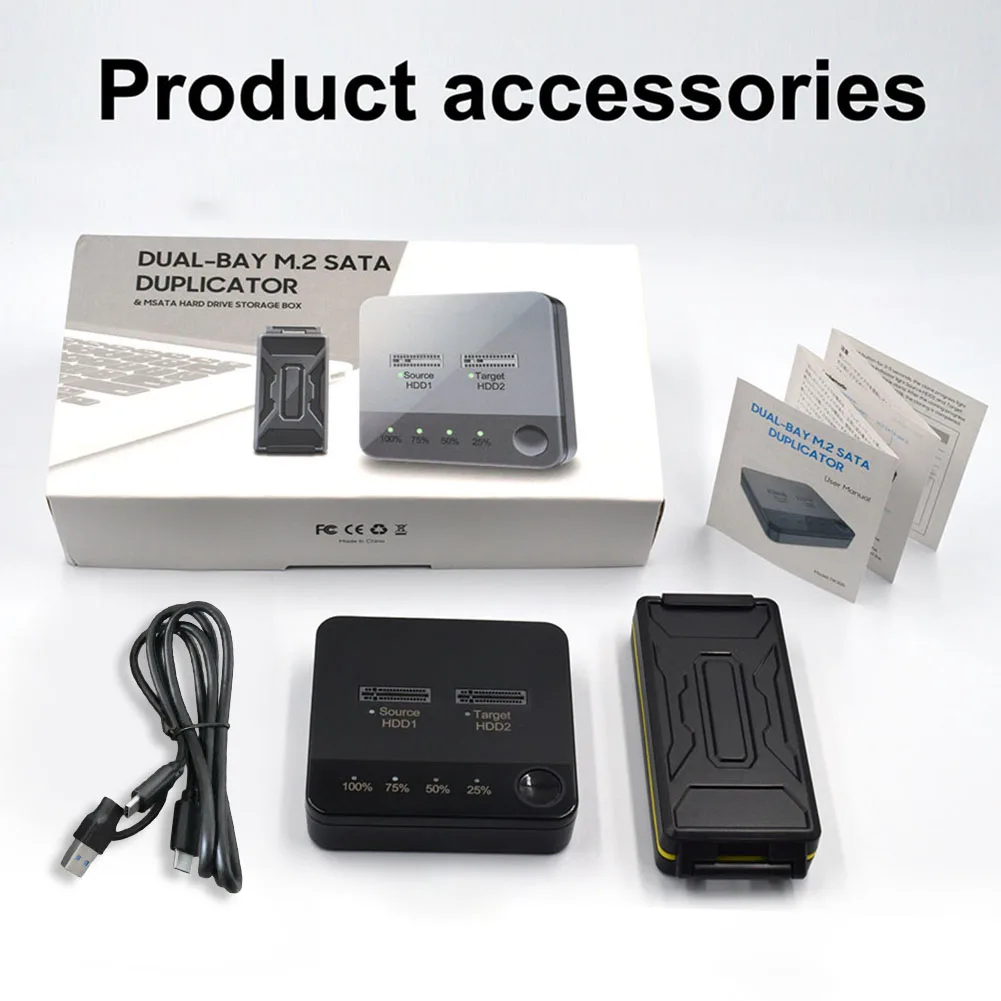

SSD Hard Drive Duplicator with LED Indicator Hard Drive Docking Station Data Transmission Dual Rotors Reading for Store Data