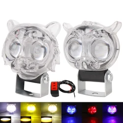 LED Motorcycle Spotlights Owl/Tiger Shape Driving Lights Scooter Motorbikes Auxiliary Lamp White Yellow/Red/Blue Various Lightin