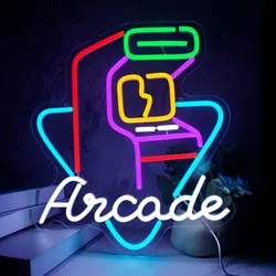 Arcade Neon Sign for Game Room Decor, LED Neon Signs, Decoração de parede para quarto de criança