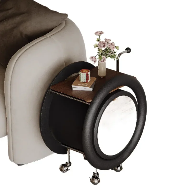 Medieval style trolley sofa edge few movable designer storage circular art with wheels living room home creativity