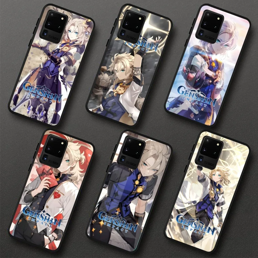 

Genshin Impact Albedo Mobile Phone Case for Samung S24 S23 S22 S21 Pro Ultra A13 A33 A53 NOTE 20 PC Glass Phone Cover Shell