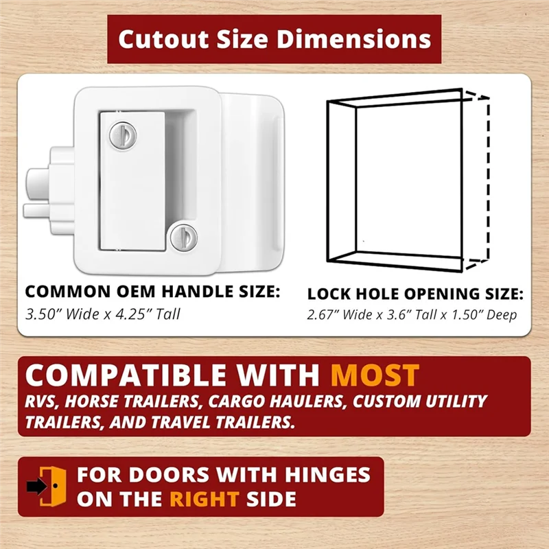 

AU63-RV Entry Door Lock RV Lock With Paddle Deadbolt Keys For Horse Trailer Cargo Hauler White
