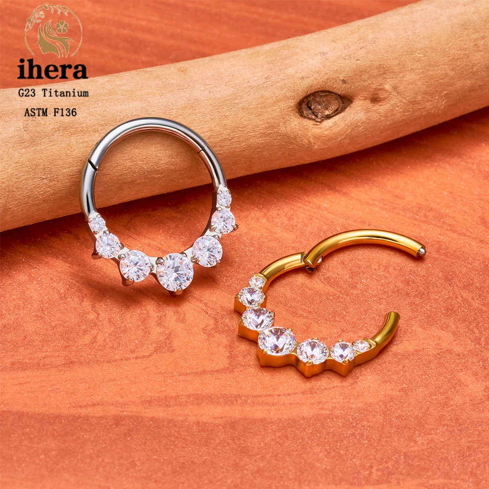 ASTM F136 Titan Birnenförmiger Zirkonia Nasenring 16G Klappbarer Clicker Segment Daith Ohrring Hoop Septum Knorpel Conch Helix Piercing Schmuck – Detail 4