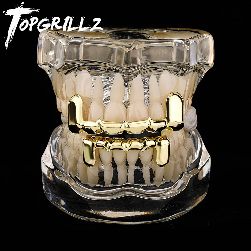 TOPGRILLZ Hip Hop Fangs Mouth Teeth Grillz Trend Glossy Tooth Caps Decor For Women Men Jewelry Cosplay Party Gift Dental Grills