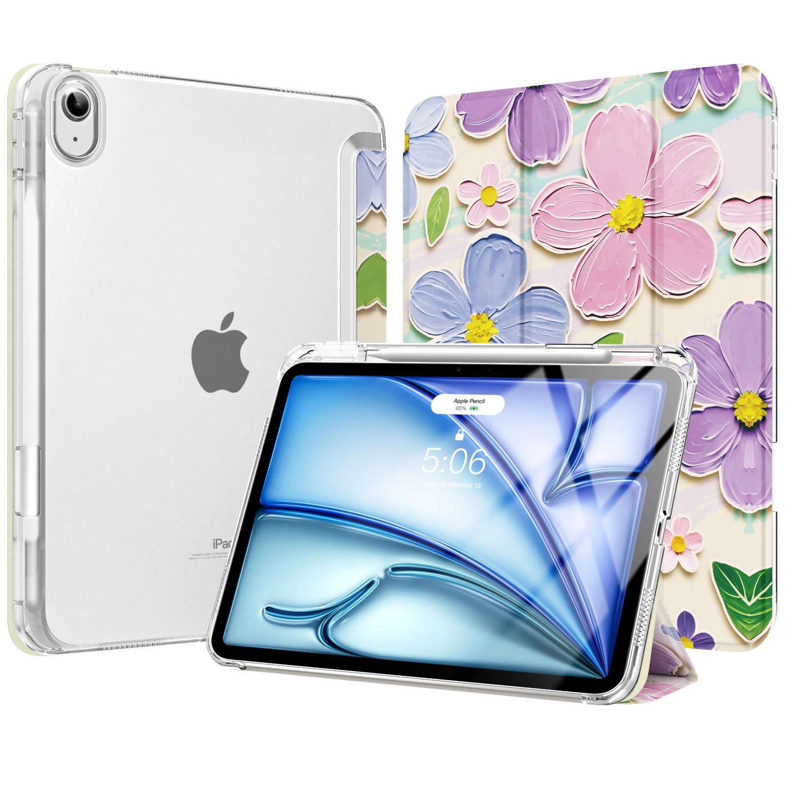 Slim Trifold Cover for iPad Air 11 inch (M4/M3/M2) 2026/2025/2024, iPad Air 5th/4th 10.9 inch Case 2022/2020 with Pencil Holder