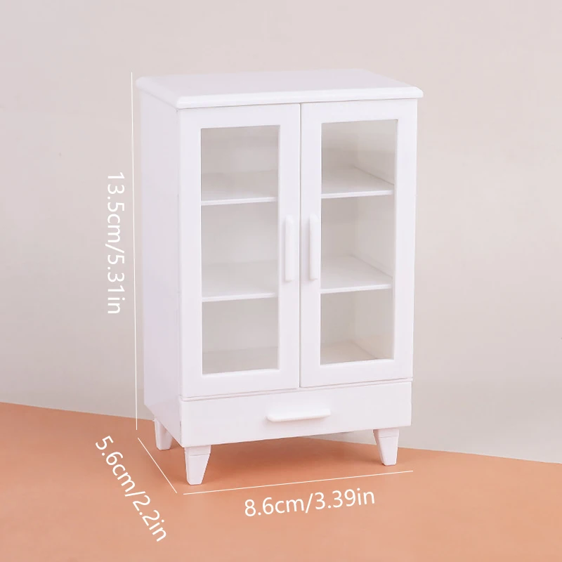 1Set 1:12 Dollhouse Miniature White Cupboard Display Cabinet Storage Lockers Furniture Model Decor Toy Doll House Accessories