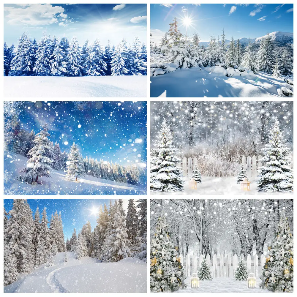 

Winter Snow Scene Photography Backdrops Forest Mountain Natural Landscape Snowflake Portrait Background Decor Photo Studio Props