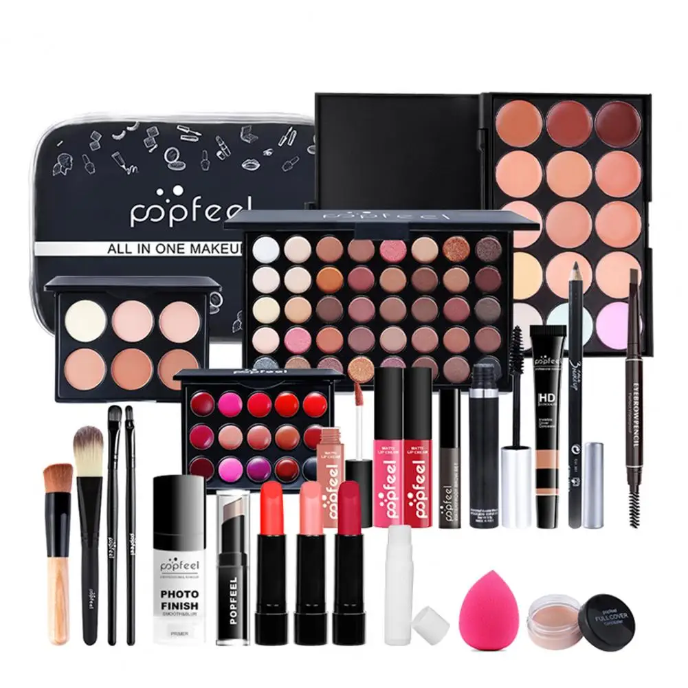 25Pes/Set Makeup Set Full Professional Makeup Kit Eyeshadow Blush Foundation Face Powder Makeup Case Korean Cosmetic Lipstick