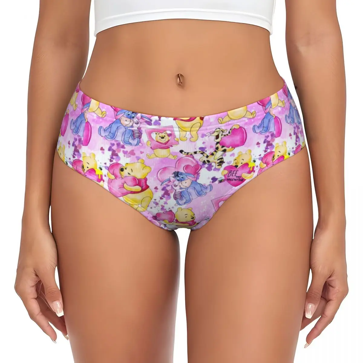 Bragas personalizadas con personajes de Winnie The Pooh para mujer, ropa interior femenina, calzoncillos transpirables