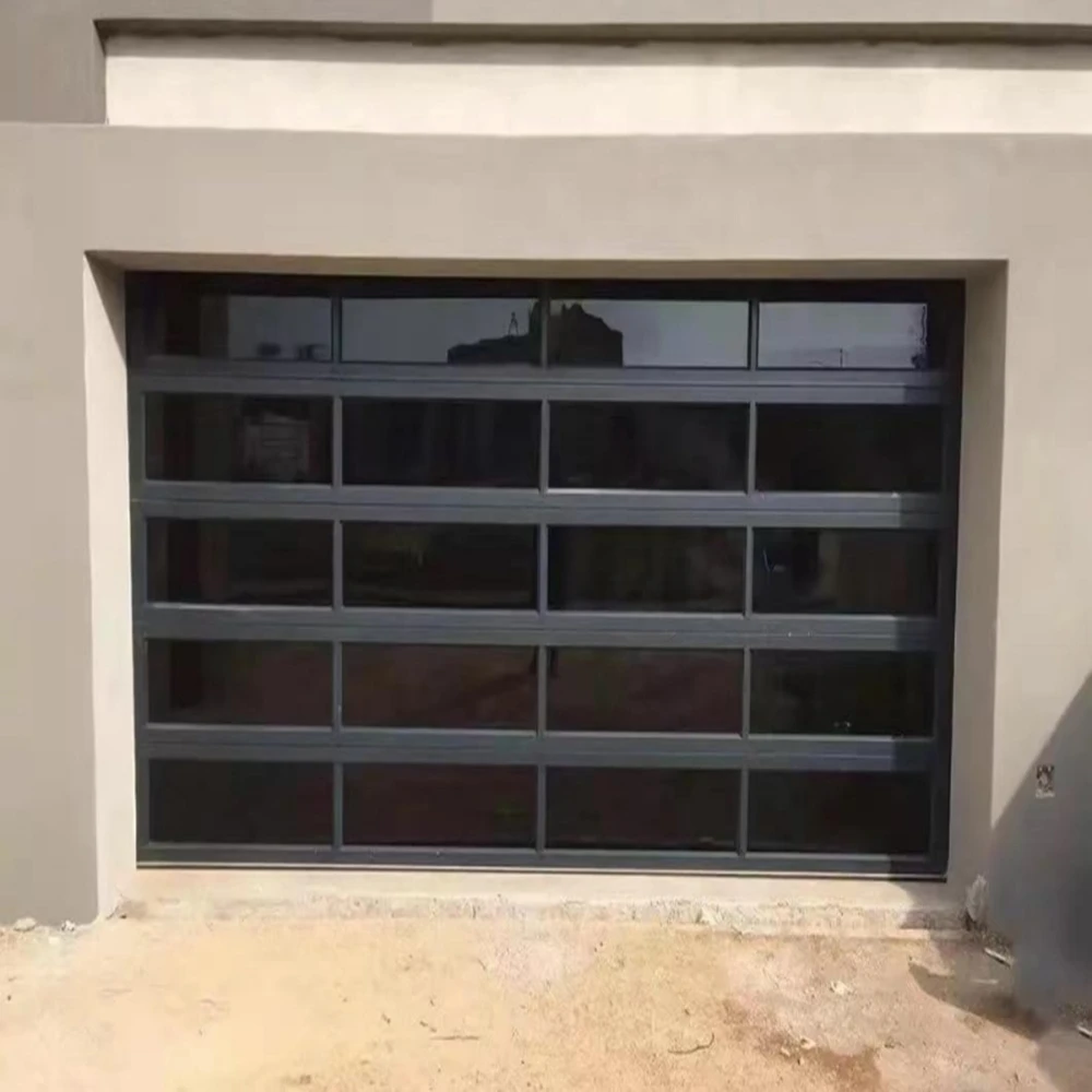 Black Mirror Frameless Glass Garage Door Commercial Car Port Garages Aluminium Carport Glass Door