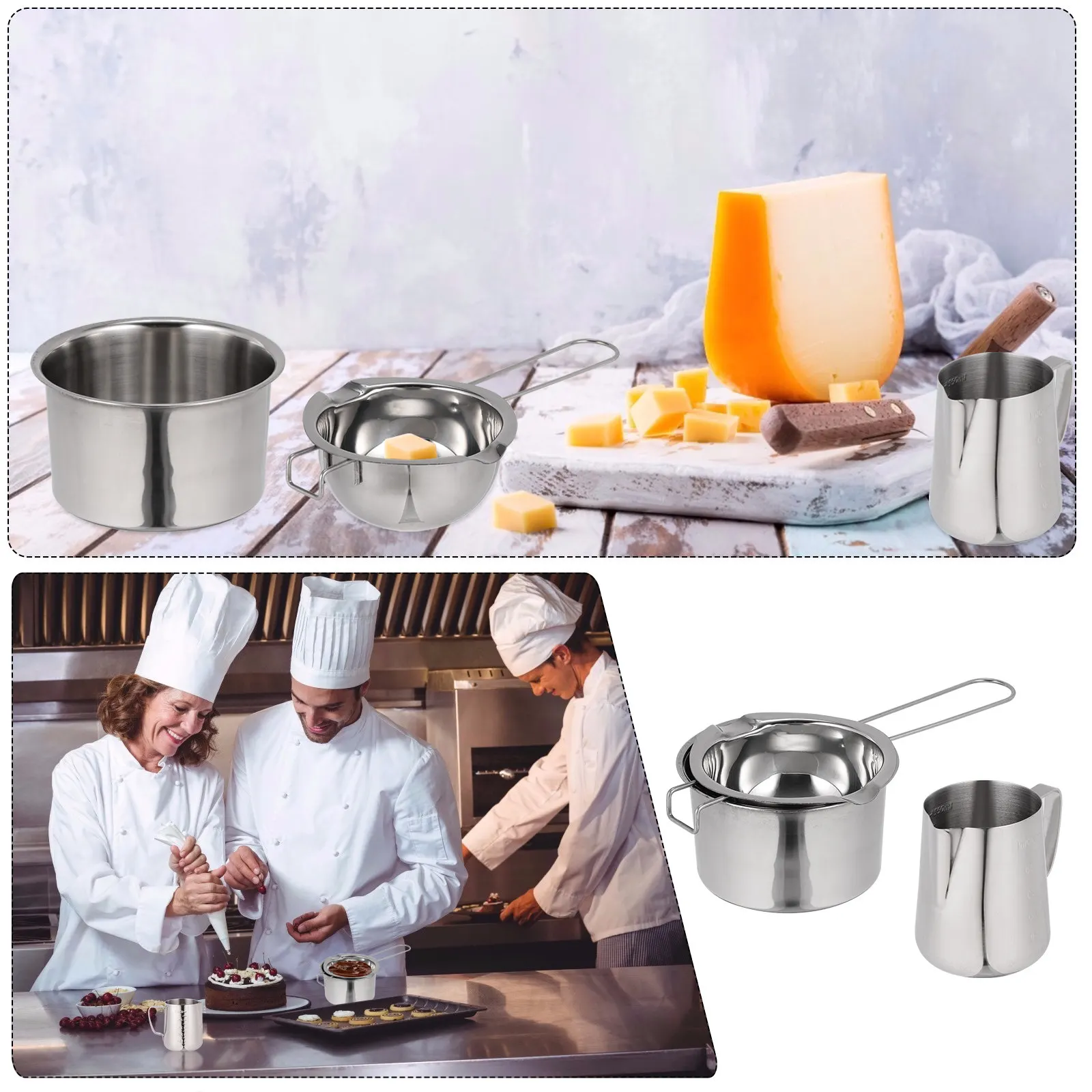 1Set Stainless Steel Cheese Melting Pot Butter Chocolate Melting Pan Outdoor Camping Picnic Backpacking Hiking Cooking Tool