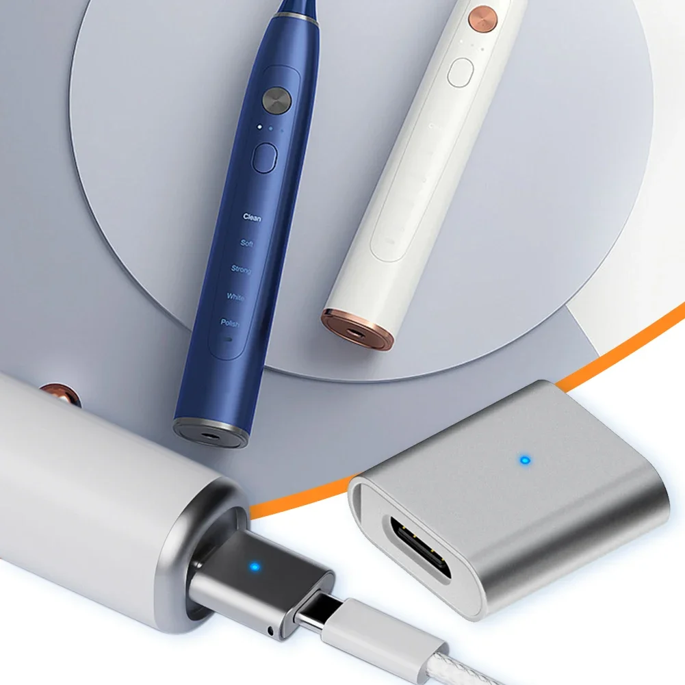 Type-C/8 Pin Female To Magnetic 3Pin Adapter USB C Adapter Converter Charger Cable Connector for Laifen Wave Electric Toothbrush