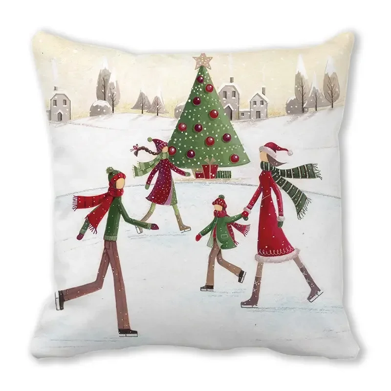 Home decoration christmas decoration snowman santa print pillowcase ornament cushion cover 45x45 cm funda de almohada image 5
