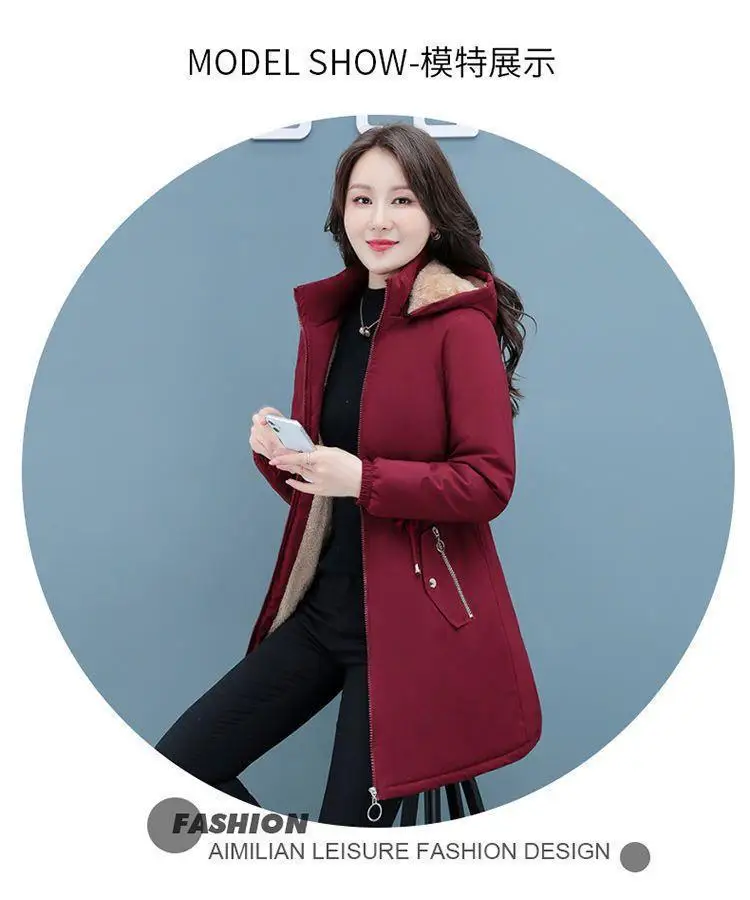 New Womens Padded Jacket Long Hooded Parker Overcoat Plus Velvet Thicke Winter Warm Coat Female Korean Casual Cotton Clothes 4XL