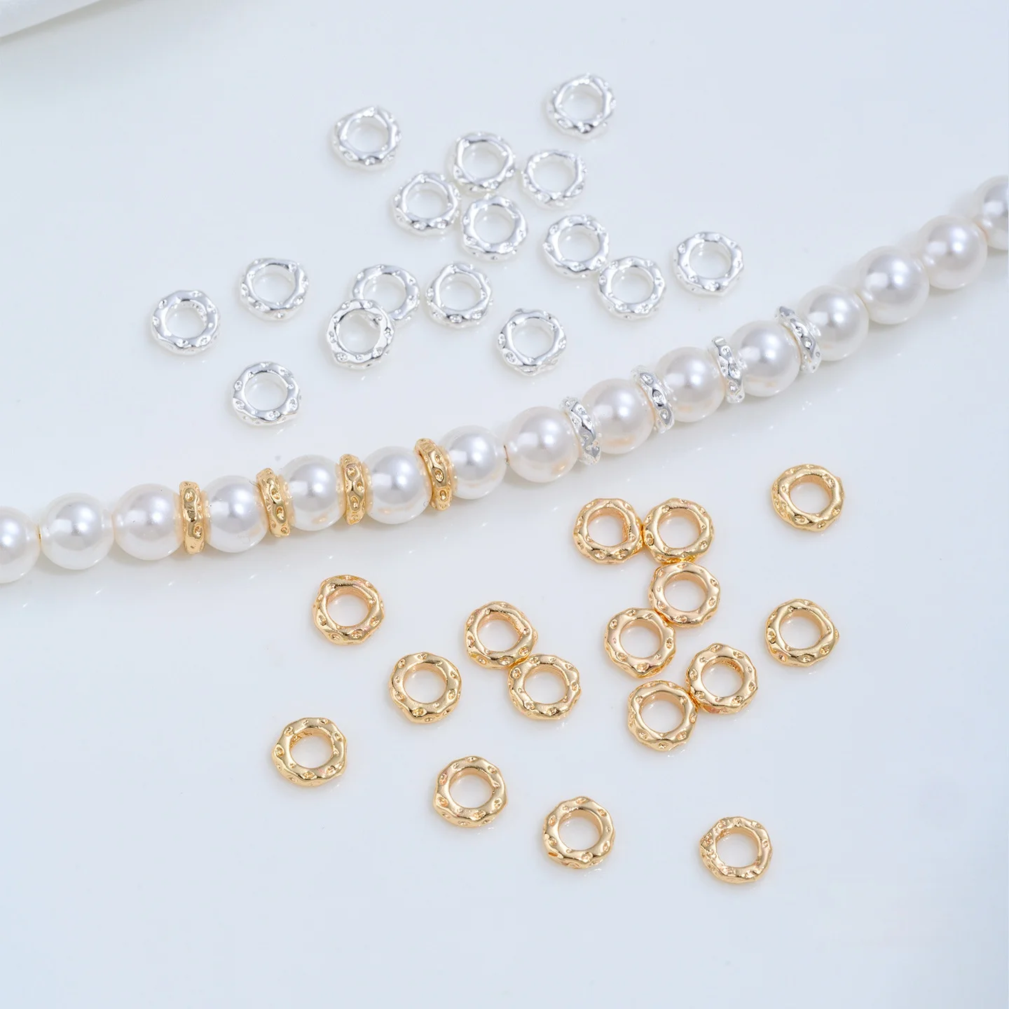 18K Gold Plated Spacer Bead For Jewelry Making 3-6mm Beads Separators Decorative Beads For Bracelets DIY Accessories Wholesale