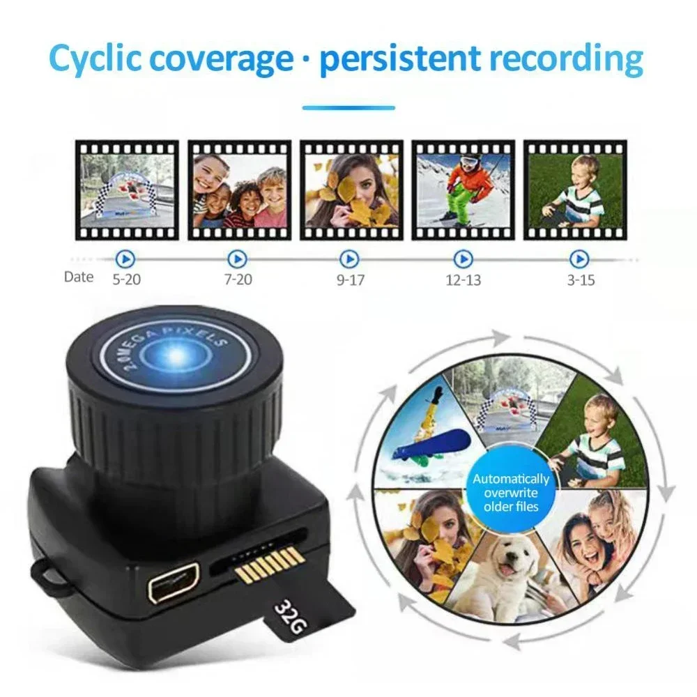 Nounou Tiny Recorder Car dehors Micro Camera, HD Video, Audio Cam, Webcam avec micro, Caméscope Y2000, Petit révélateur, DVR Activ