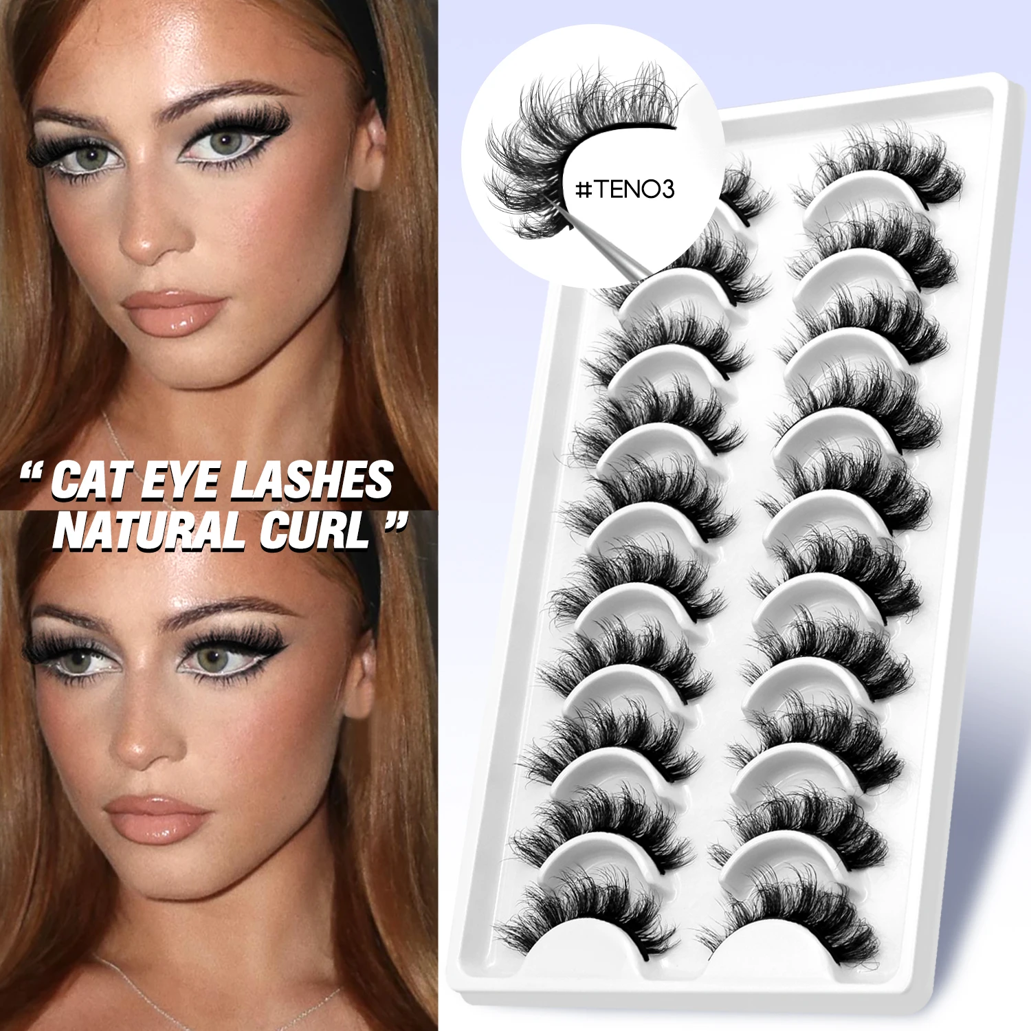 Lasvirey رقيق الرموش وهمية 5D رقيق حجم القط رموش الطبيعية طويلة لينة Wispy كامل قطاع جلدة فو المنك جلدة ماكياج