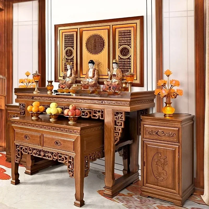 Jinhua Pear Solid Wood Offering Table Buddha Tai Household Incense Case, Table New Chinese Gongtai