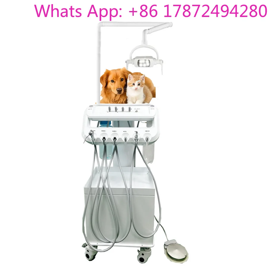 Veterinary Dental Unit With Air Compressor Animals Pet Trolley Cart Movable Treatment Desk Portable Veterinary Dental Unit