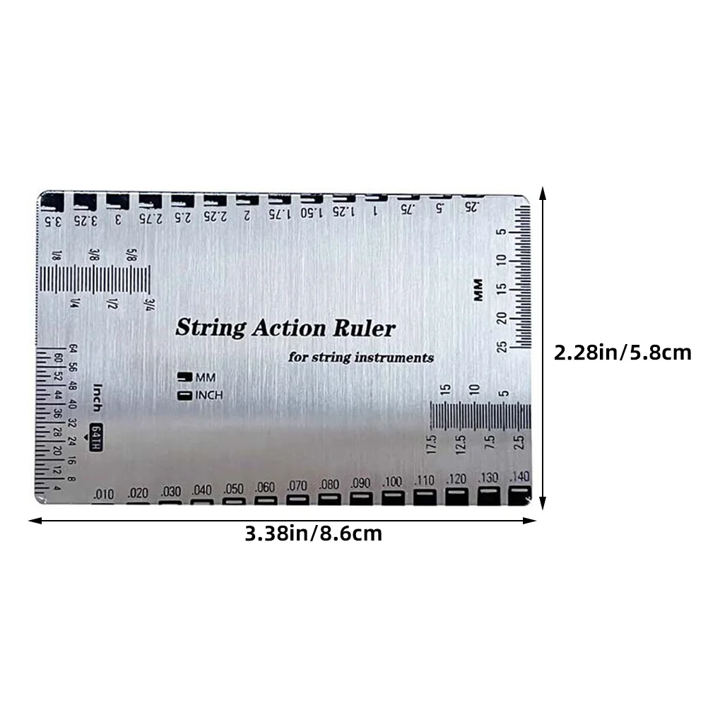 Medidor de ação de corda de guitarra de precisão, régua de aço para medição precisa de altura de corda, baixo acústico, configuração de guitarra clássica