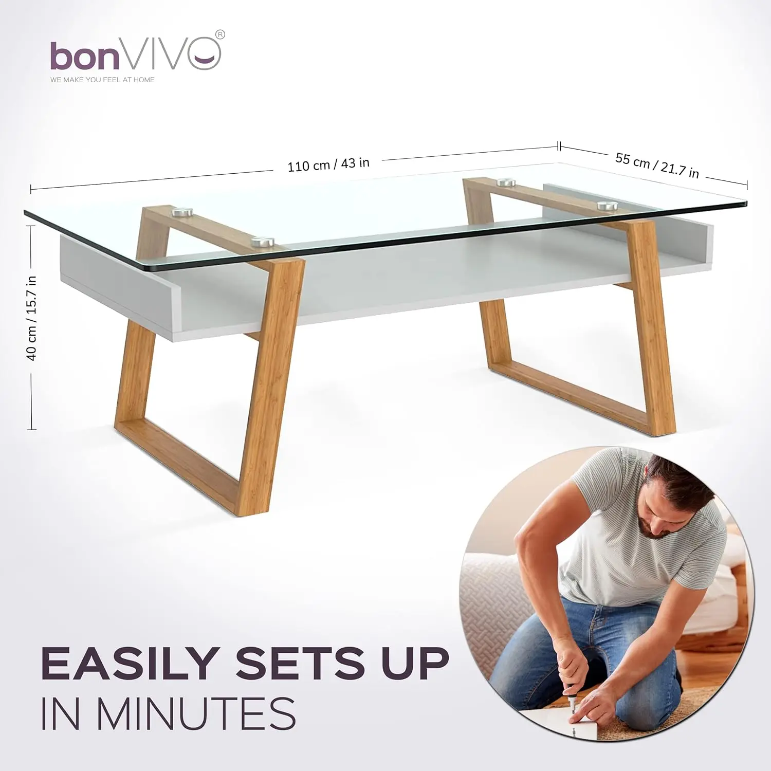 Small Side Table Can be Used as a Modern Coffee Table or for The Living Room,Glass Kitchen Table for Small Spaces