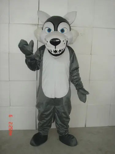 Costume de mascotte de dessin animé de chien Husky, robe de paupières de Noël, mousse, loup mignon, gris, blanc, peluche, Halloween, offre spéciale