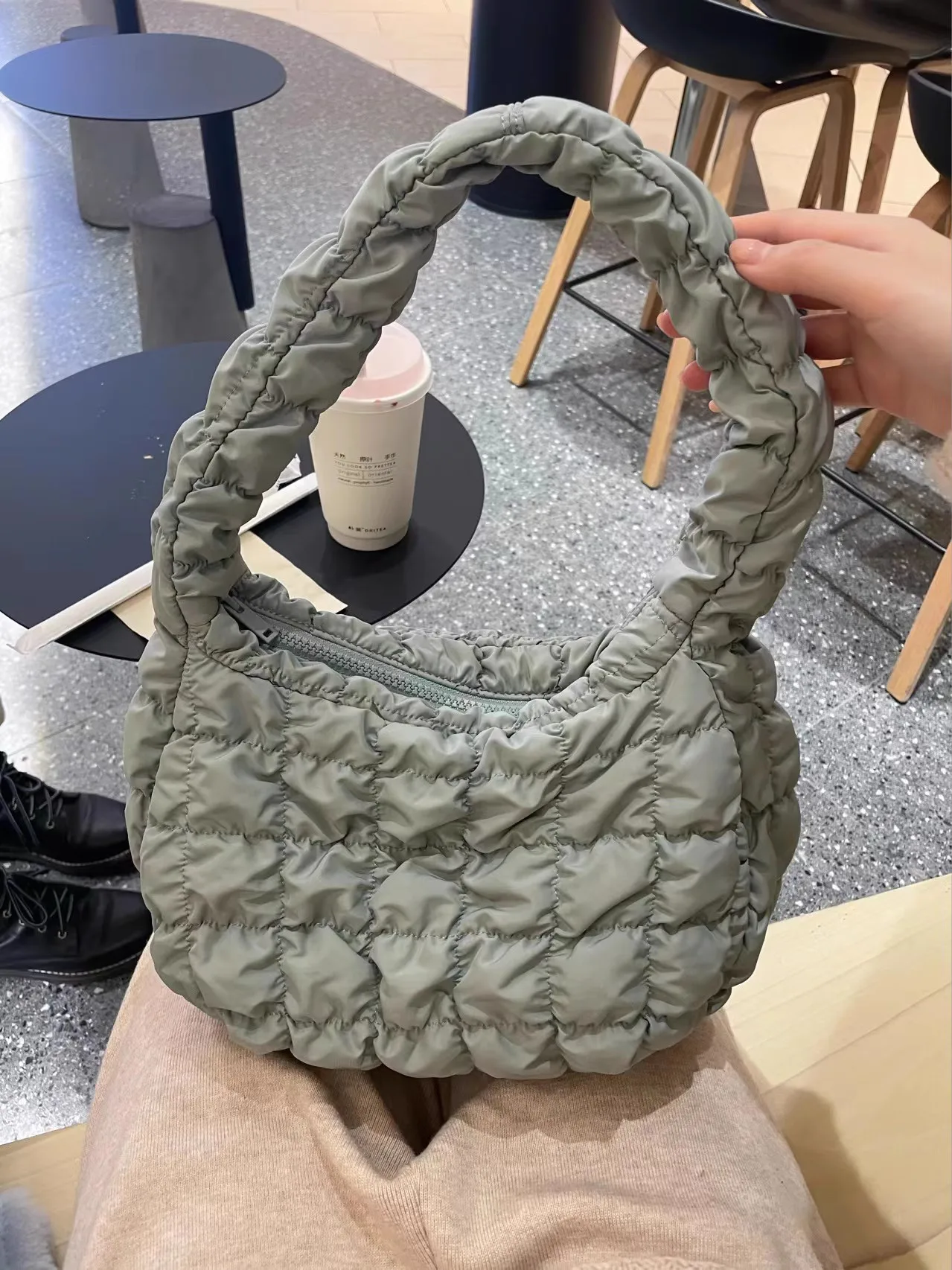 COS Cloud Shoulder Bags Women Quilted Pleated Bubbles Large Capacity Underarm Bag Tote Shopping Bag Soft Cloth Ruched Handbag