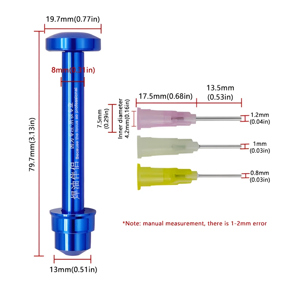 1 pezzo saldatura Booster lega di alluminio Booster pasta flusso saldatura olio per saldatura Pusher manuale siringa stantuffo Dispenser riparazione