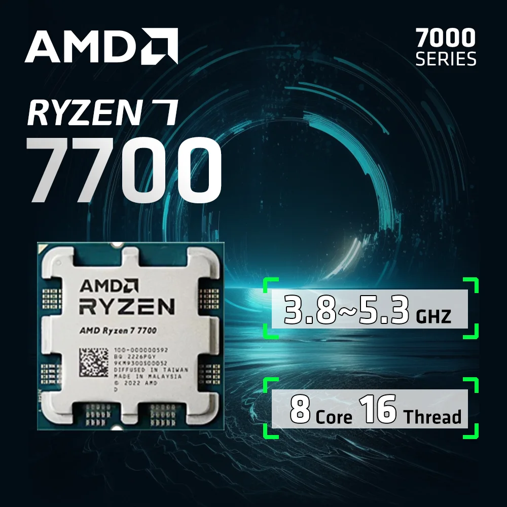 AMD RYZEN ™ 7 7700 100 % brandneuer CPU-Gaming-Prozessor 8-Core 16-Thread 5,3 GHz 5NM 40 MB Game Cache Sockel AM5 KEIN LÜFTER