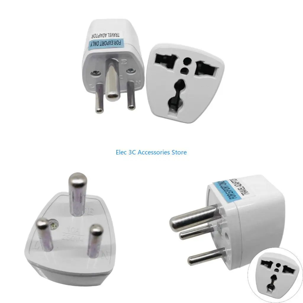 Y51A South Africa To EU Plug US Europe Travel Wall Power Plug Safety Door Charging Outlet Adapter Converter 3 Round Pin Socket