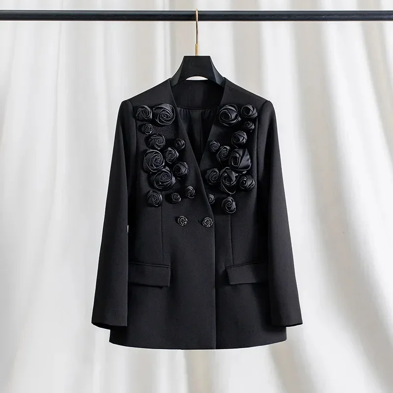 

Новый корейский модный высококачественный женский пиджак, осенний свободный повседневный пиджак с v-образным вырезом и длинными рукавами, куртки, женская верхняя одежда