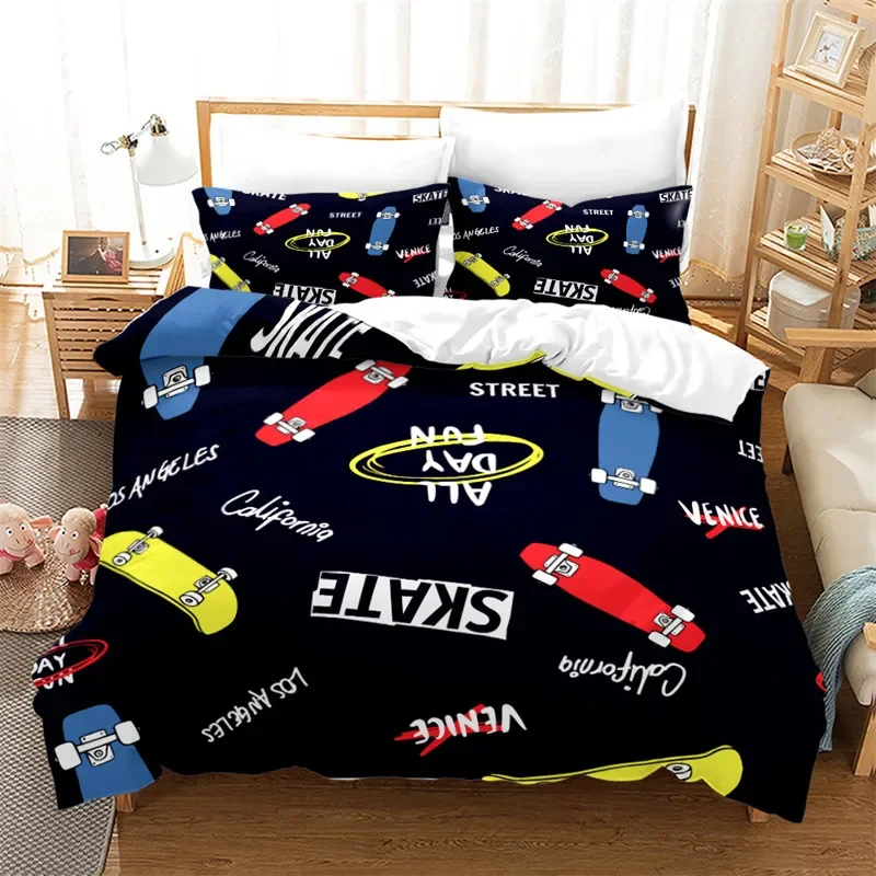 Skateboard Duvet Cover Microfiber Extreme Sports Game Bedding Set Astronaut Spaceman Skateboard Quilt Cover For Kids Teen Boys