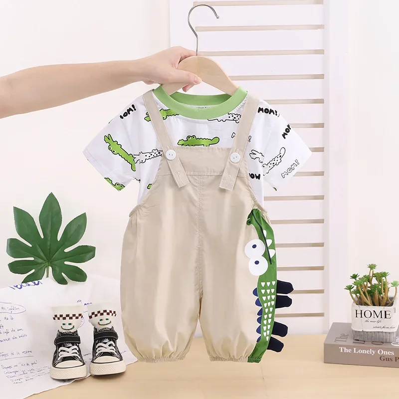 

New Summer Baby Clothes Suit Children Boys Girls T-Shirt Overalls 2Pcs/Sets Infant Clothing Toddler Cartoon Costume Kids Outfits