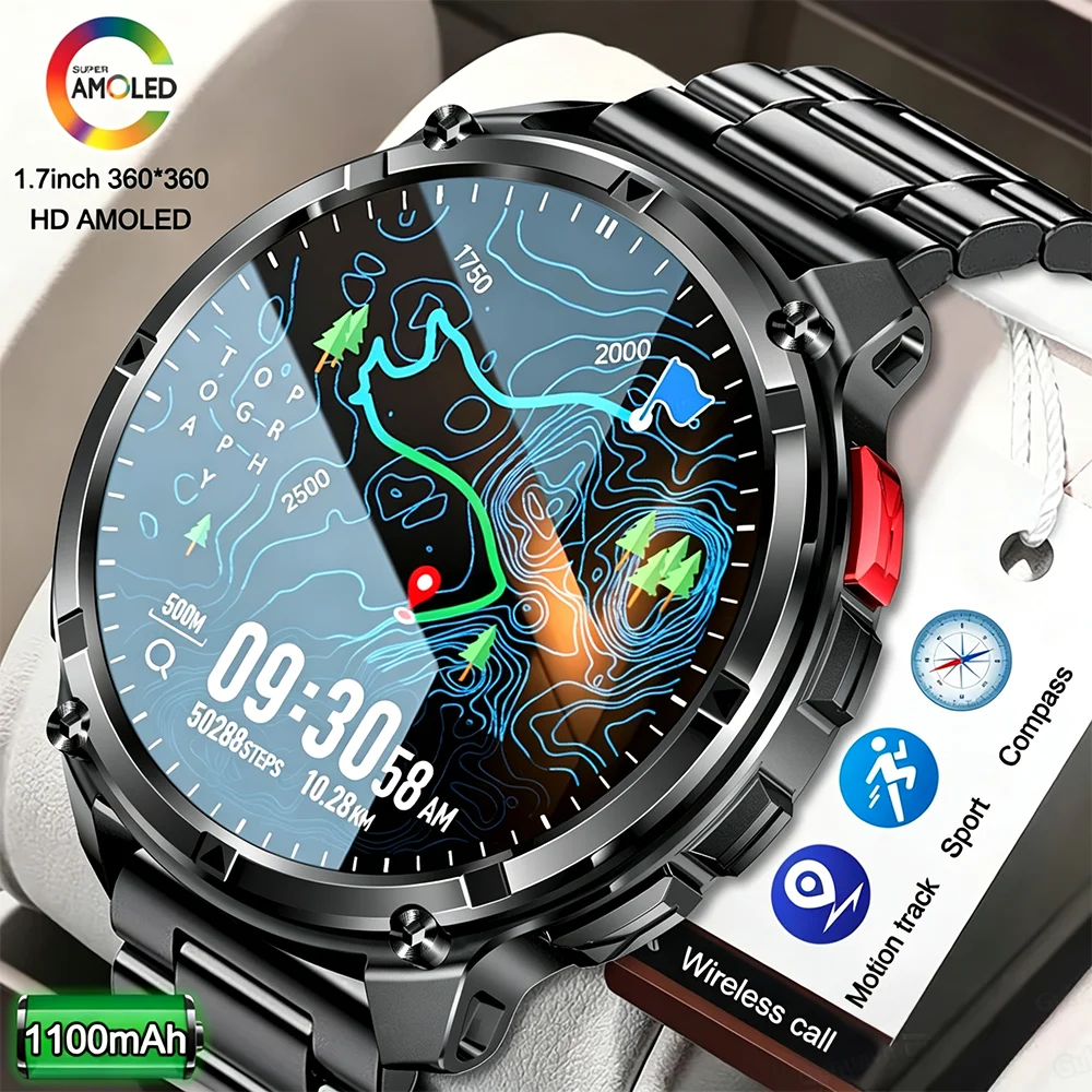 New T-Rex3 Pro 1100mAh Battery Smart Watch GPS Path 5ATM Waterproof Sports Run Tracker Outdoors Compass Military Smartwatch