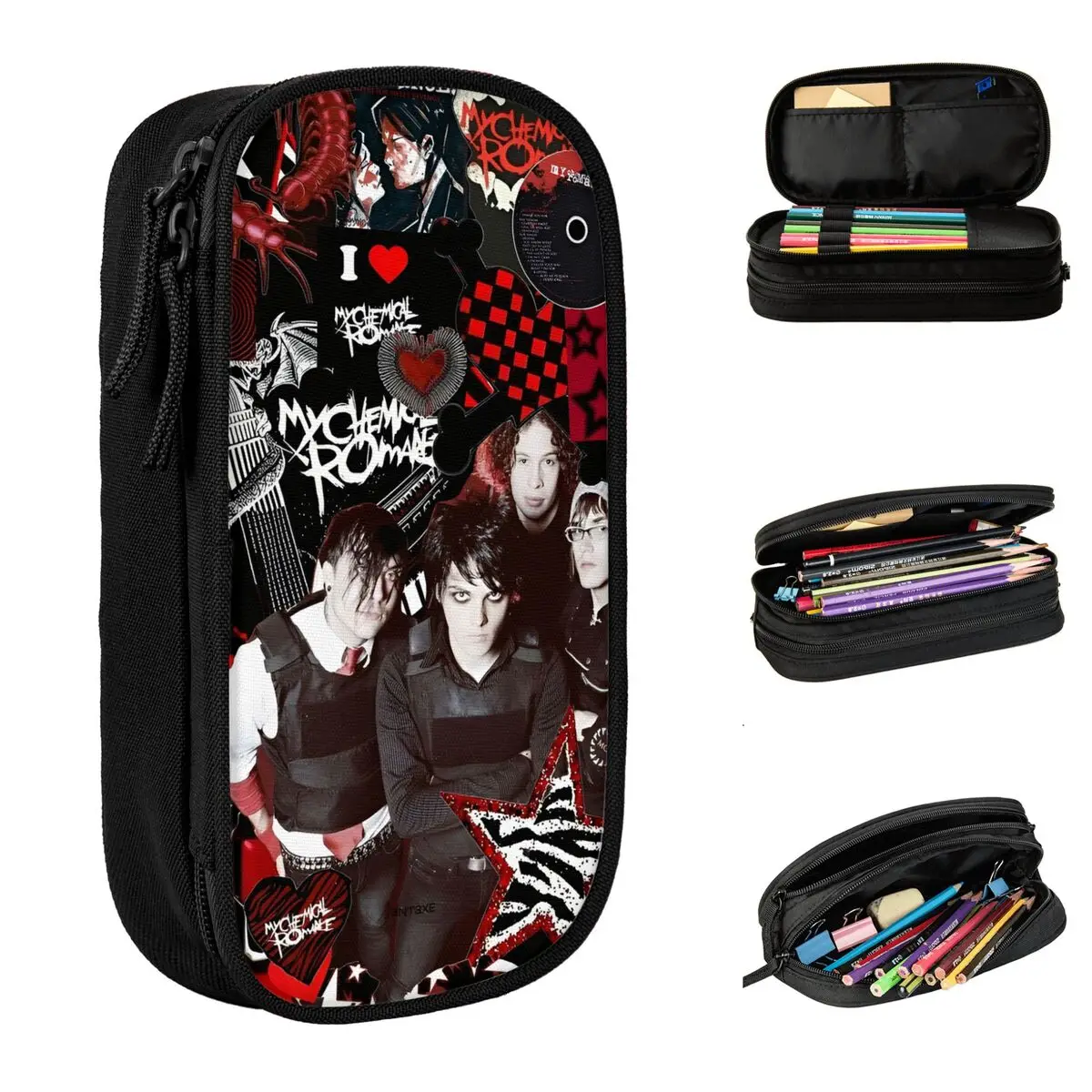 

My Chemical Romance Band Pencil Case School Pencil Cases Zipper Boy Girl Retro Large Pencil Bag School Supplies