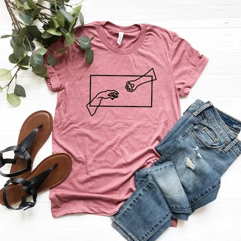 Funny CaT T Shirt Mom Creation of Hand Adam Lover For Lovers MinimalisT