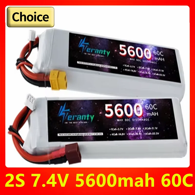 

2S 7,4 V 5600mAh 60C LiPo батарея с XT60/XT90/T/Tamiya Разъем для FPV гоночного дрона RC квадрокоптера запасные части