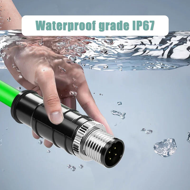 M12 to RJ45 Female Head Gigabit Ethernet Extension Cable 4Pin D-type 8Pin X-type Male A-code Waterproof Connector 1-30M IP67