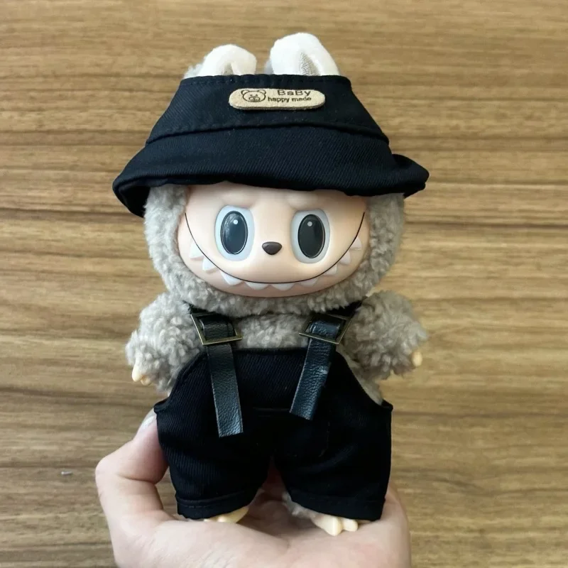 

Kawaii Work Pants Set for Labubu Cowboy Overalls Korea Style Fisherman Hat for Labubu V1 V2 Dolls Clothes Outfit Accessorie