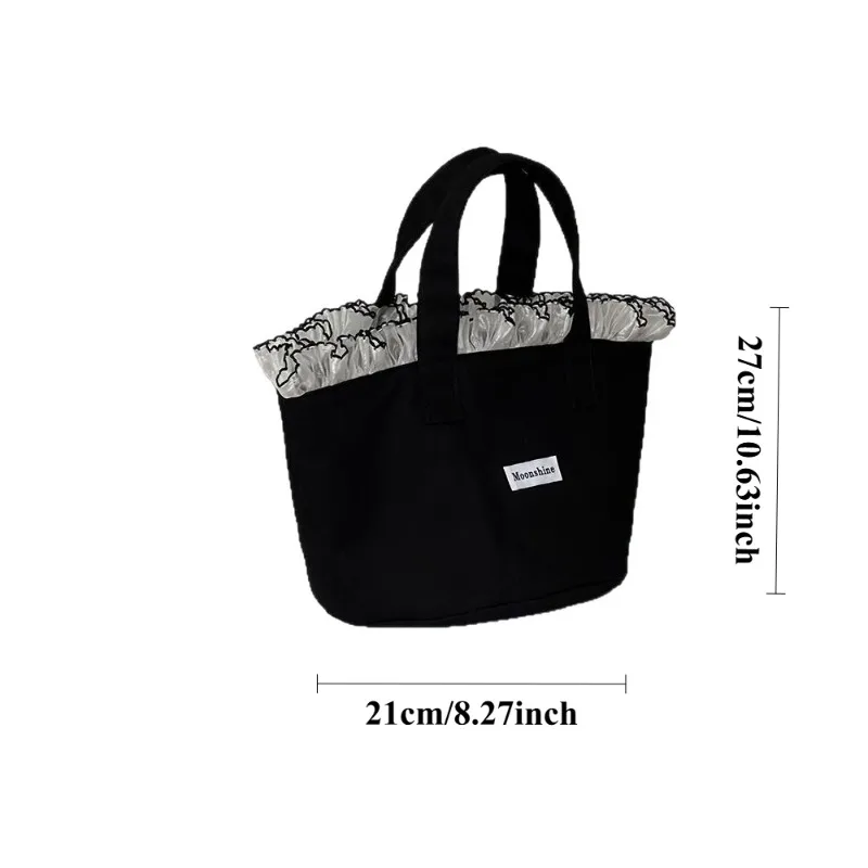 Portable Lace Canvas Tote Bag Women Large Capacity Handbag Storage Diaper Bag for Mom