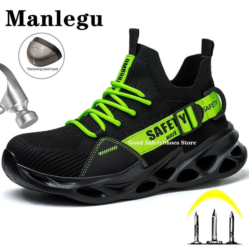 Steel Toe Work Shoes Men Breathable Light Safety Shoes Men For Work Sneakers Women Puncture-Proof Protective Shoes Size36-50