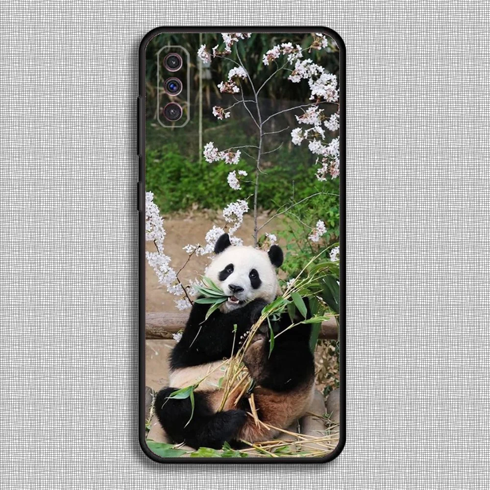 Cute Fubao panda Phone Case For Samsung S23,23,22,30,21,10,9,Note20 Ultra,Lite,Ultra,5G,Plus,FE,Black Soft Case