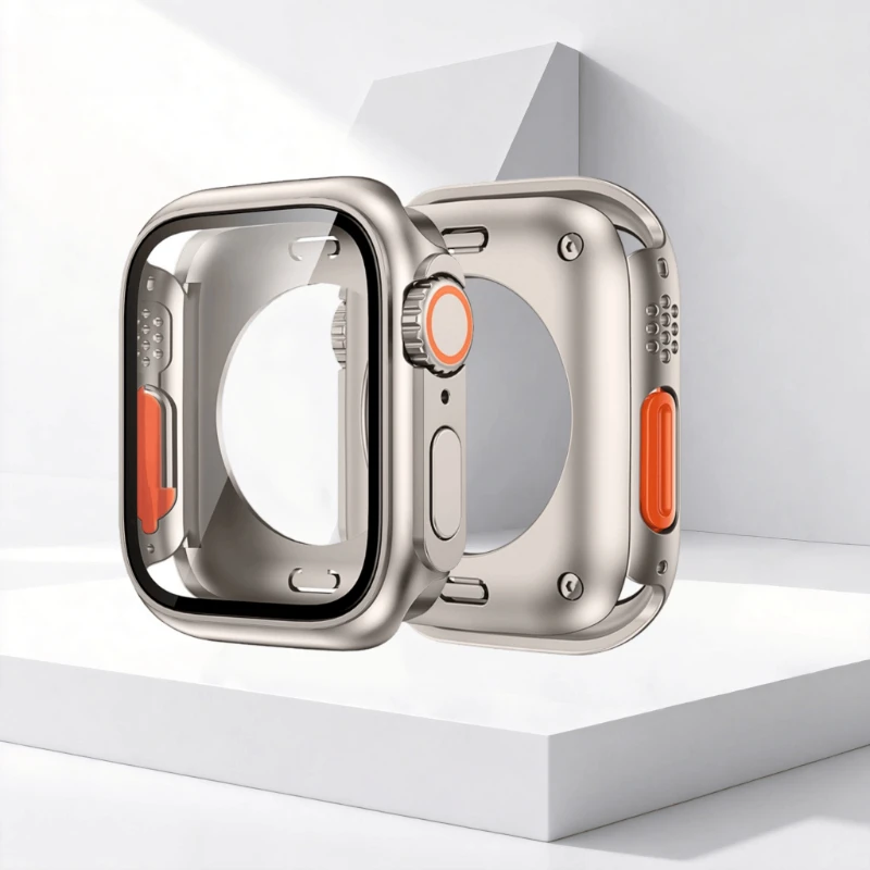 360 Full Protective Case for Apple Watch 44mm 45mm 41mm 40mm Tempered Glass Screen Protector for IWatch Series 9 8 7 6 5 4 SE