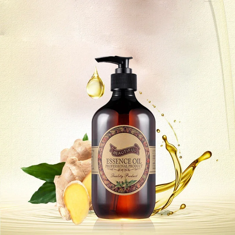 500ml Ginger Heat Massage Essential Oil Whole Body Heat Push To Take Cold Tongluo Scraping Body Oil Promote Metabolism