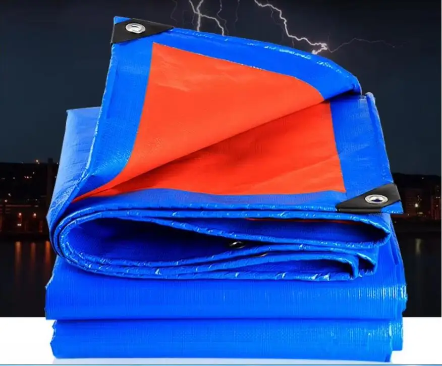 Multi-size Blue And Orange Outdoor Waterproof Canvas Tarps, Rain Tarpaulin,Dustproof Cover， Moisture-proof Ground Pad Mat