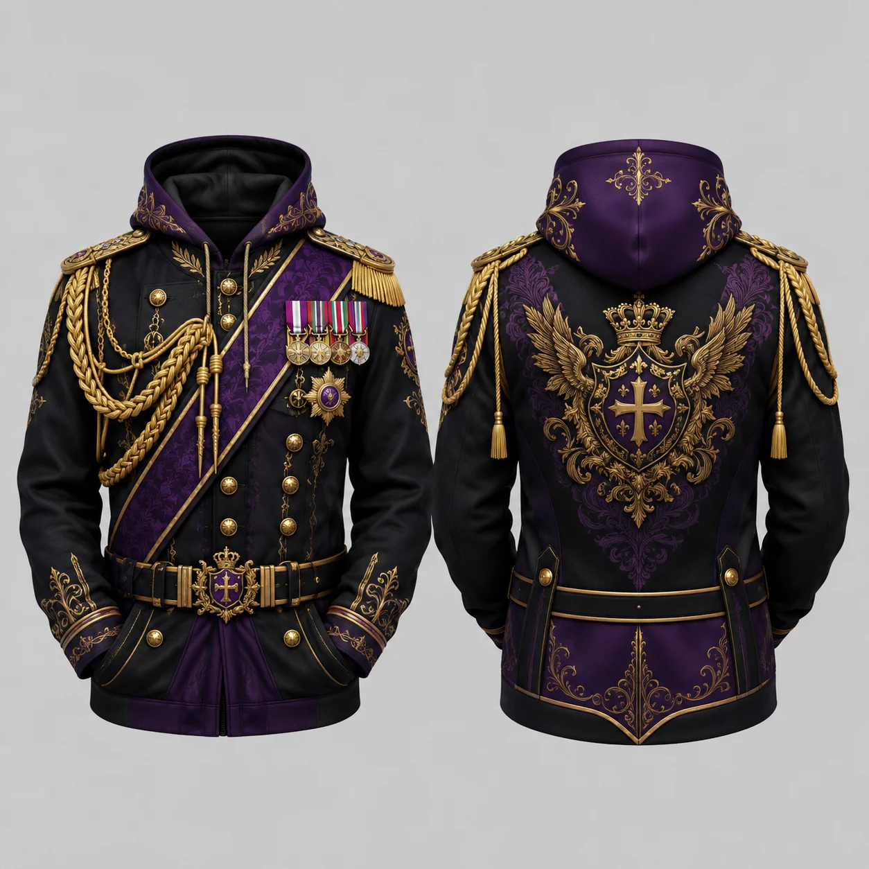 Herren Rote Zeremonielle Wachuniform 3D-Druck Reißverschluss-Hoodie Polyester Langarm Cosplay Streetwear Jacke Kostüm Oberteil Unisex